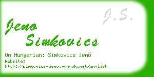 jeno simkovics business card